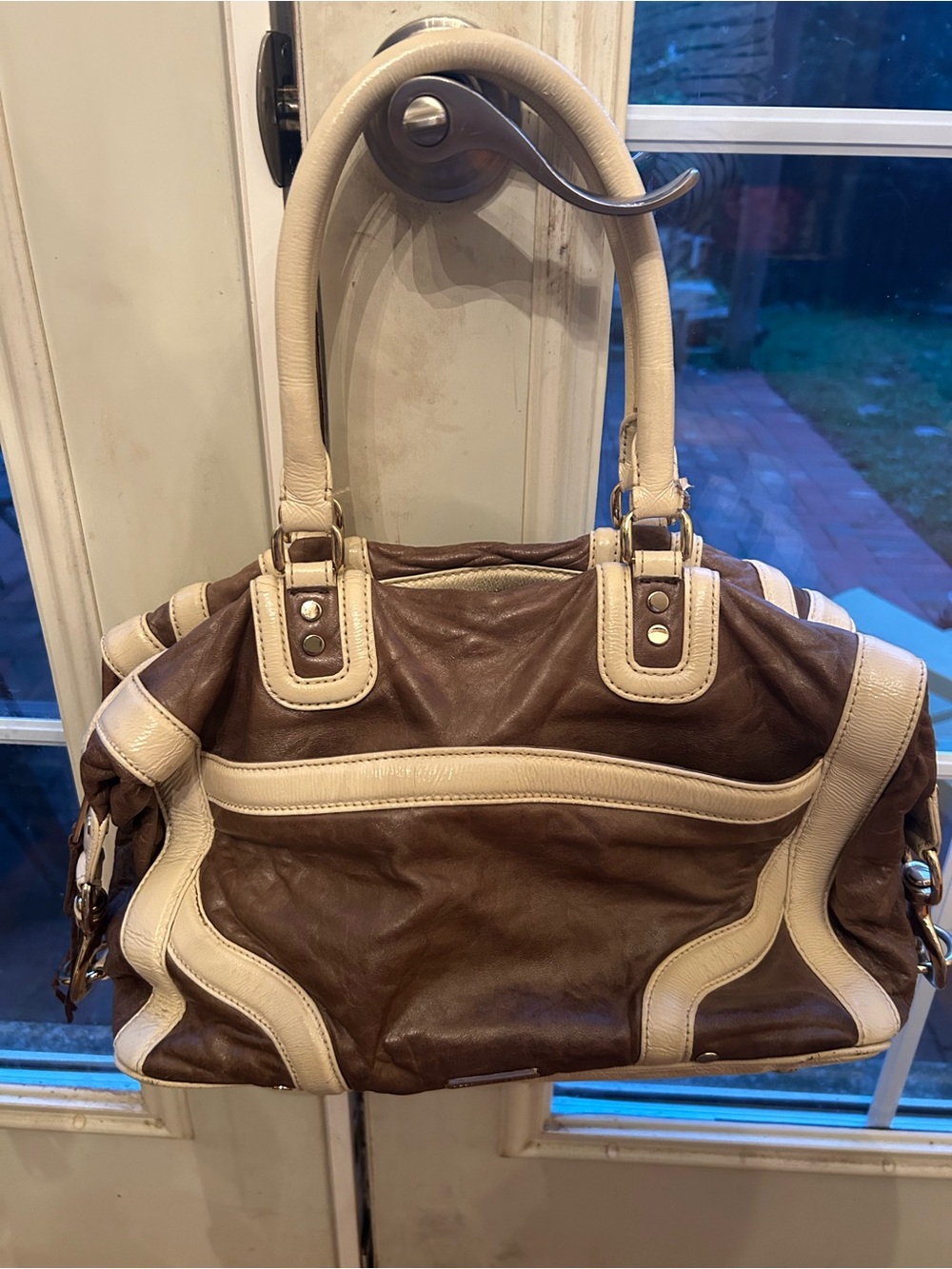 Rebecca Minkoff Brown and Cream Leather Shoulder Bag